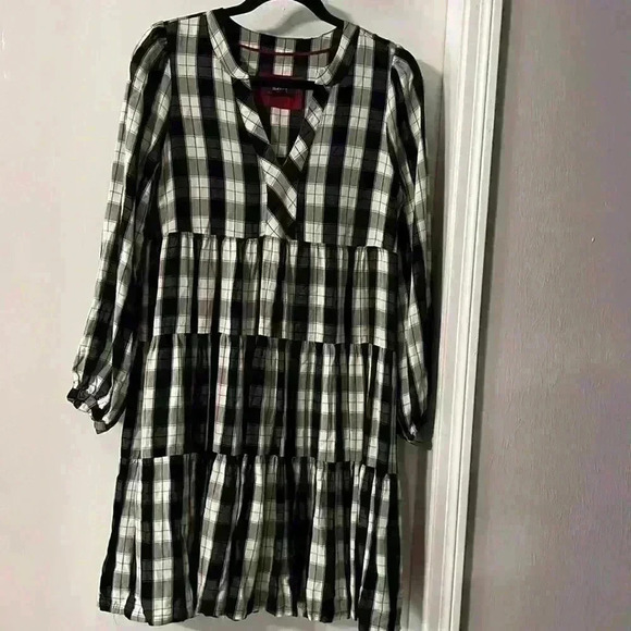 ANTHROPOLOGIE Amber Plaid Tiered Tunic Dress MAEVE Sz S - Picture 5 of 8